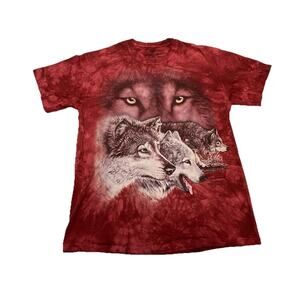The Mountain Wolf T- Shirt Adult Medium Red Casual Wolves Outdoors